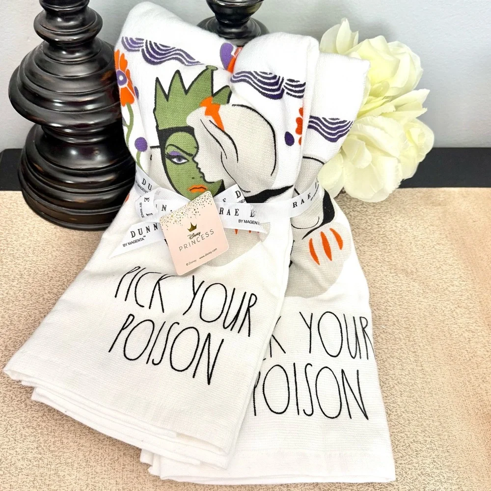 NWT Rae Dunn Disney 2PK Snow White PICK YOUR POISON Kitchen Towels